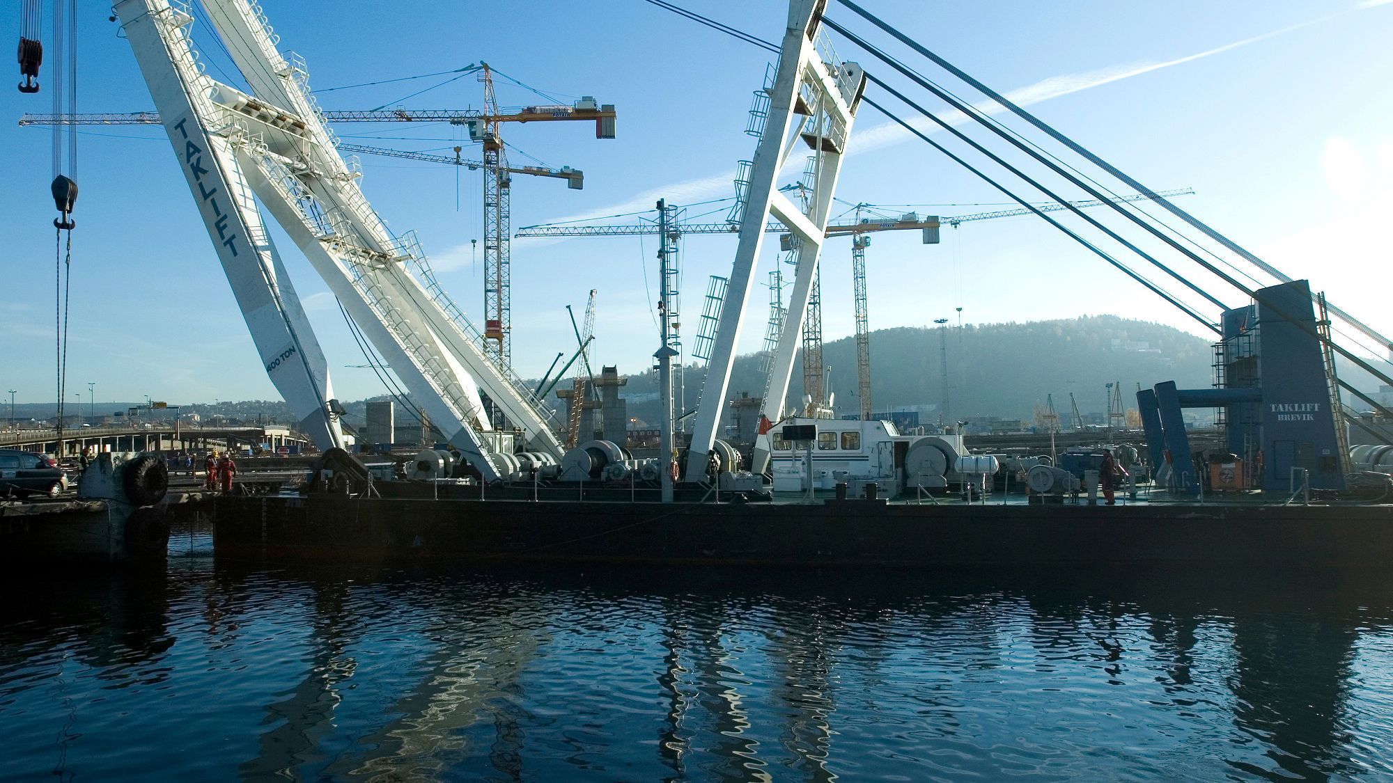 Port with cranes. Photo.