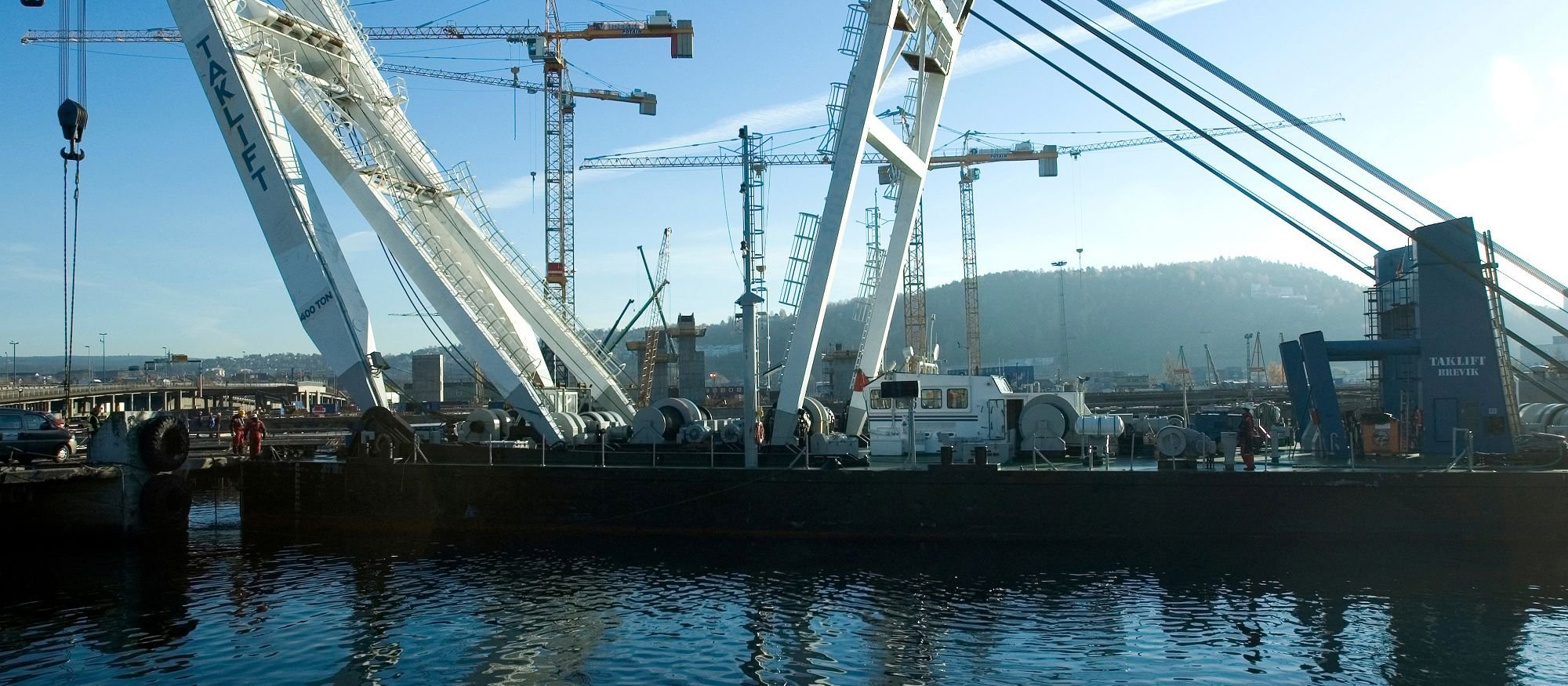 Port with cranes. Photo.